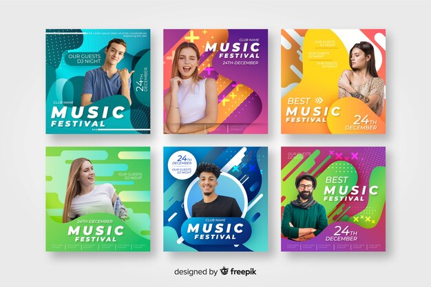 Music festival poster templates with photo