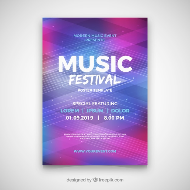 Плакат фестиваля музыки с абстрактным стилем