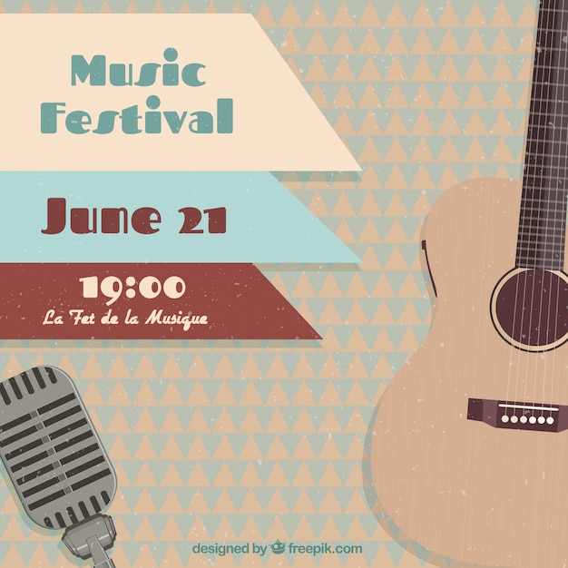 Music festival poster with a guitar