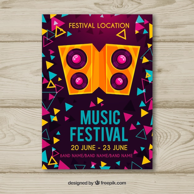 フラットスタイルの楽器による音楽祭のポスター