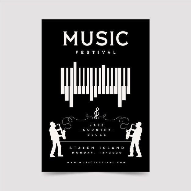 Музыкальный фестиваль плакат с фортепиано