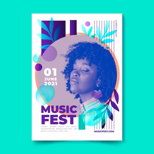 Музыкальный фестиваль плакат женщина с закрытыми глазами