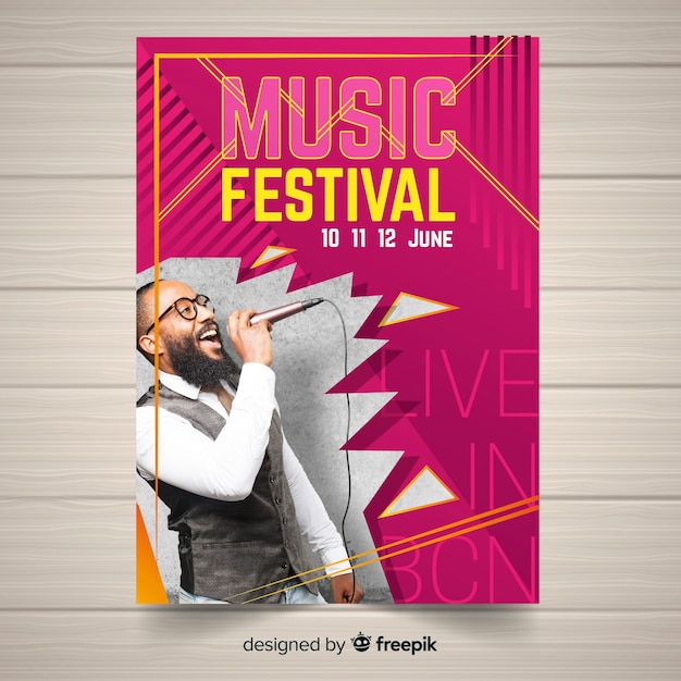 Vettore gratuito manifesto del festival musicale