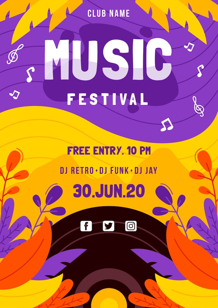 Free Vector music festival poster