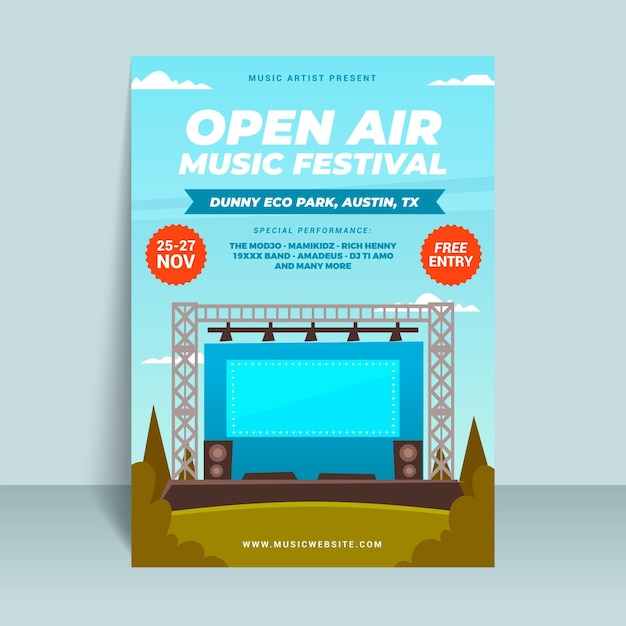 Music festival stage outdoors poster