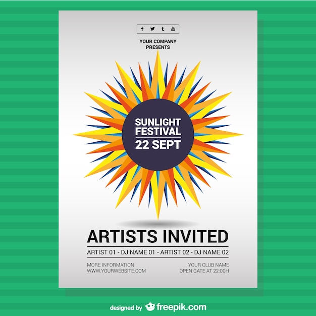 Free vector music festival sunlight poster