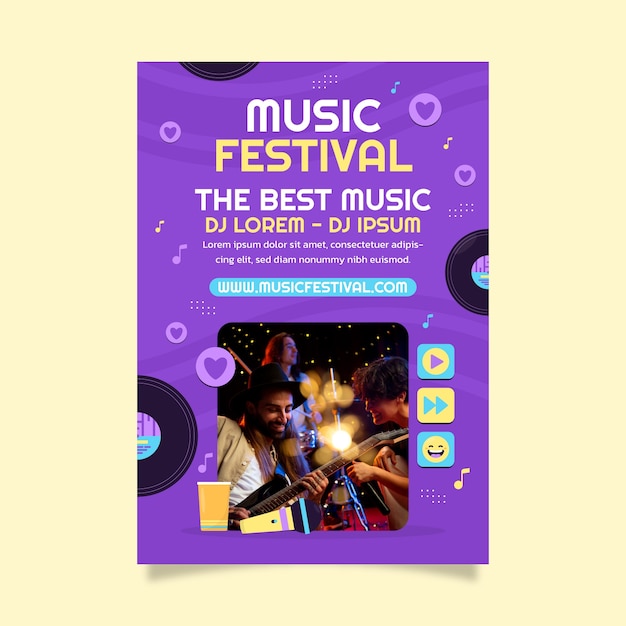 Free vector music festival template design