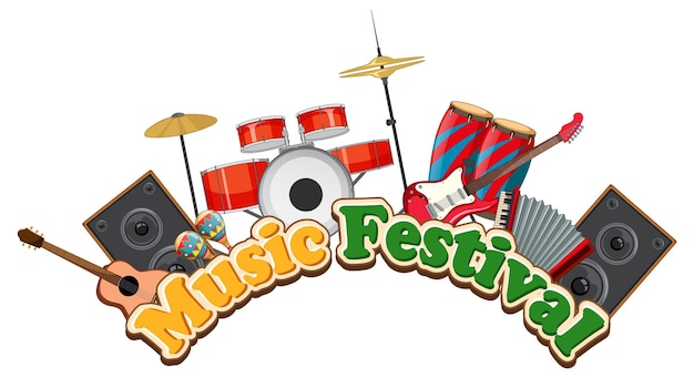 Free vector music festival text banner design
