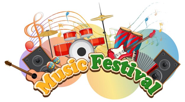 Vettore gratuito design del banner di testo del festival musicale