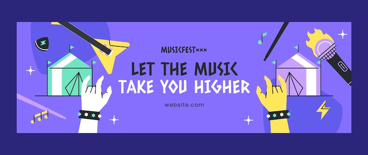 Free Vector music festival twitter header