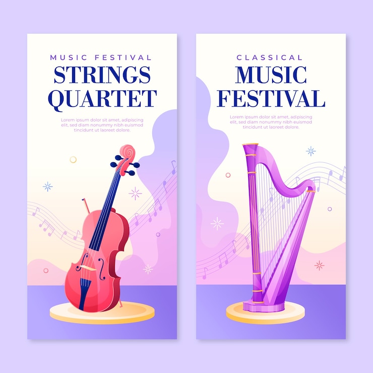 Free Vector music festival  vertical banner template