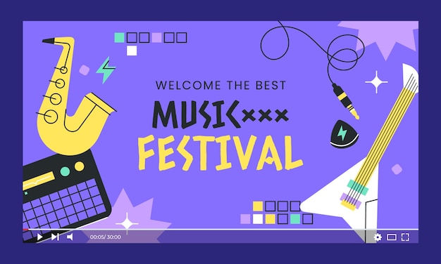 Vettore gratuito miniatura youtube del festival musicale