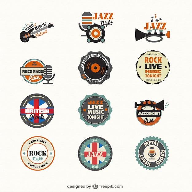 Free vector music genders badges