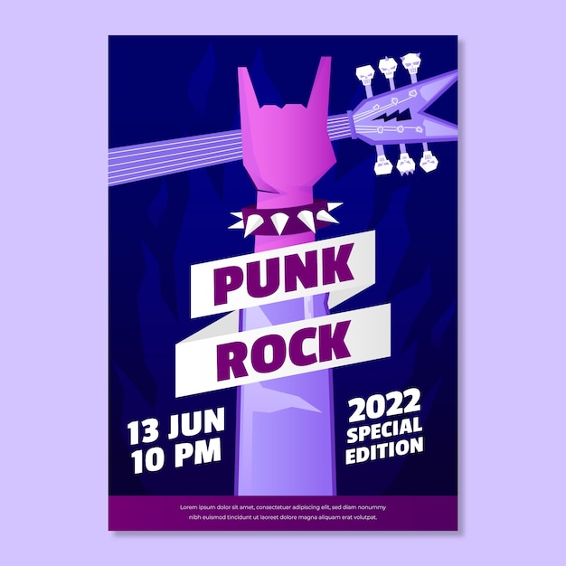 Free vector music gradient punk rock poster