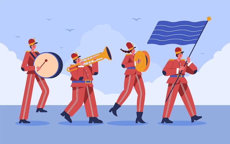 मुफ़्त वेक्टर music hand drawn flat marching band illustration