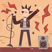 Free vector music hand drawn flat punk rock illustration