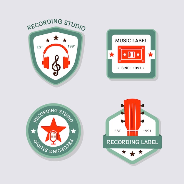 Free vector music hand drawn flat record label