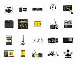 無料ベクター 音楽のアイコンを設定