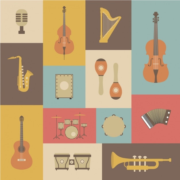 Бесплатное векторное изображение Коллекция музыкальных инструментов