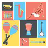 Free vector music instruments collection