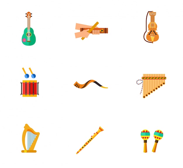 Free vector music instruments icons colecction