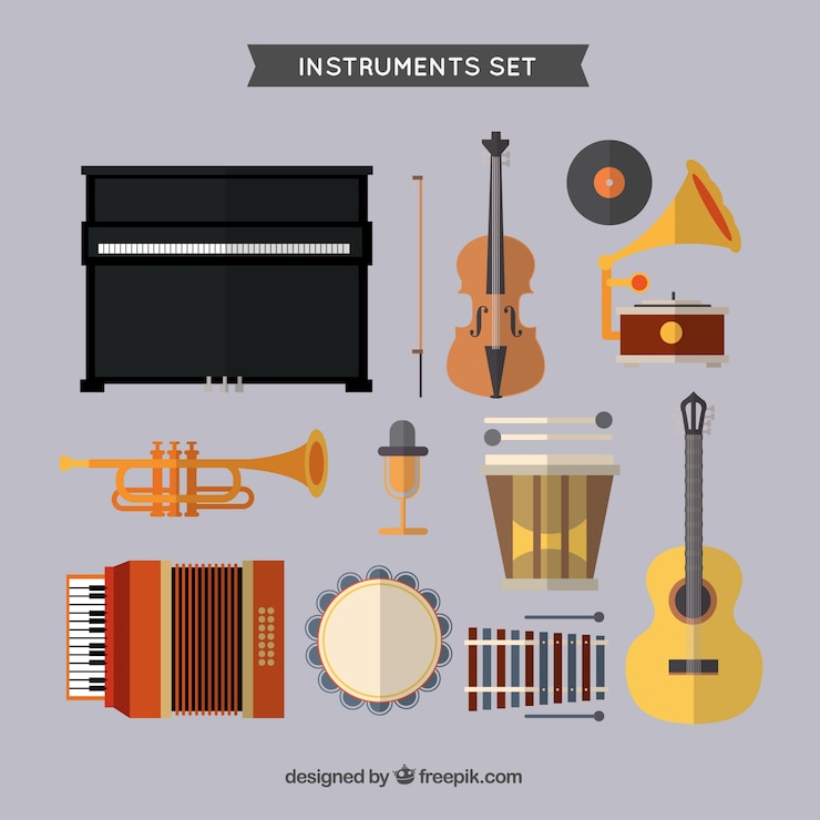 Free Vector music instruments set