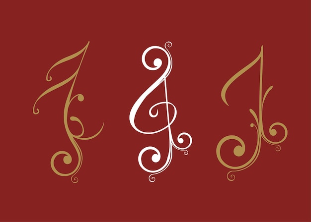 Music Note Floral Decorated Musical sign Design Element