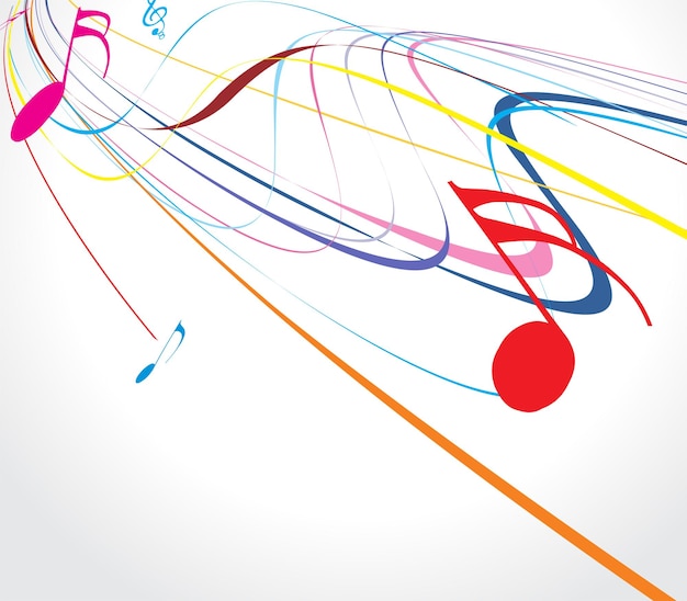 Free vector music note with wave line design background