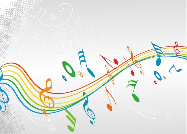 Free vector music note with wave line design background