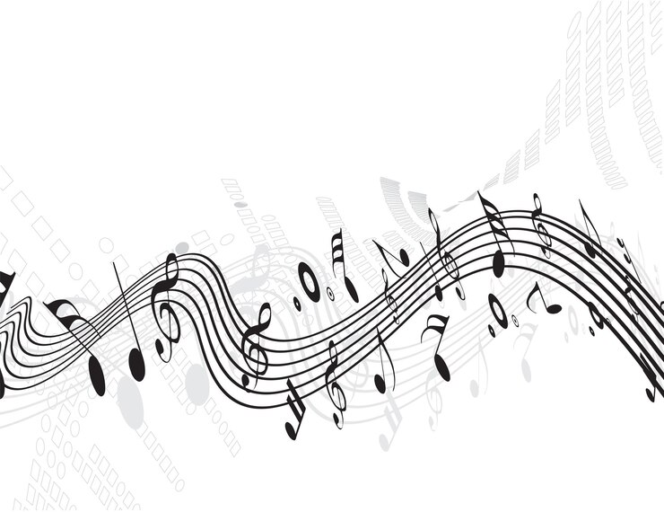 Free Vector music note with wave line design background