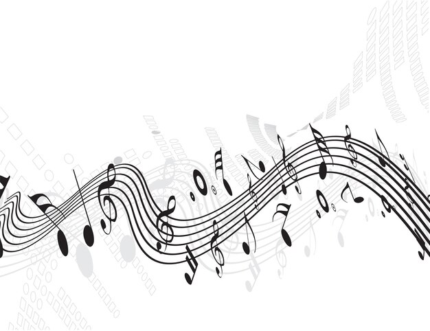Music Note with Wave Line Design Background