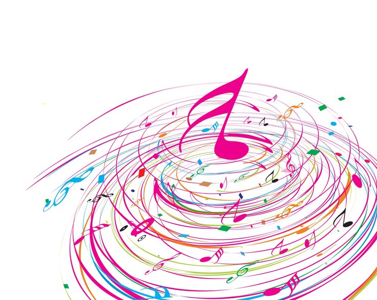 Free Vector music note with wave line design background