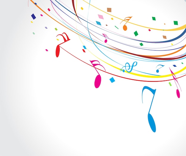 Free vector music note with wave line design background