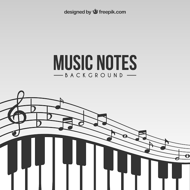 Music notes background with piano Premium Vector