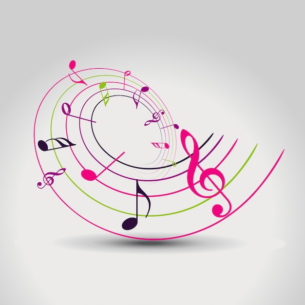 Vettore gratuito vettore illustrazione di sfondo colorato nota musicale