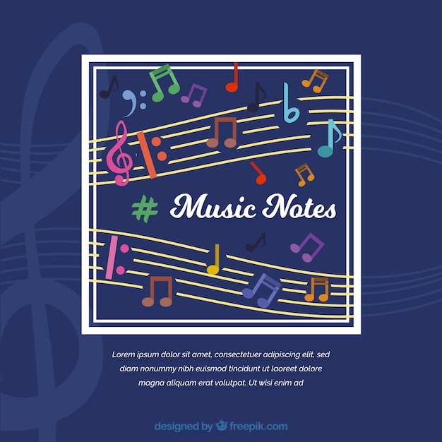 Free vector music notes on blue background