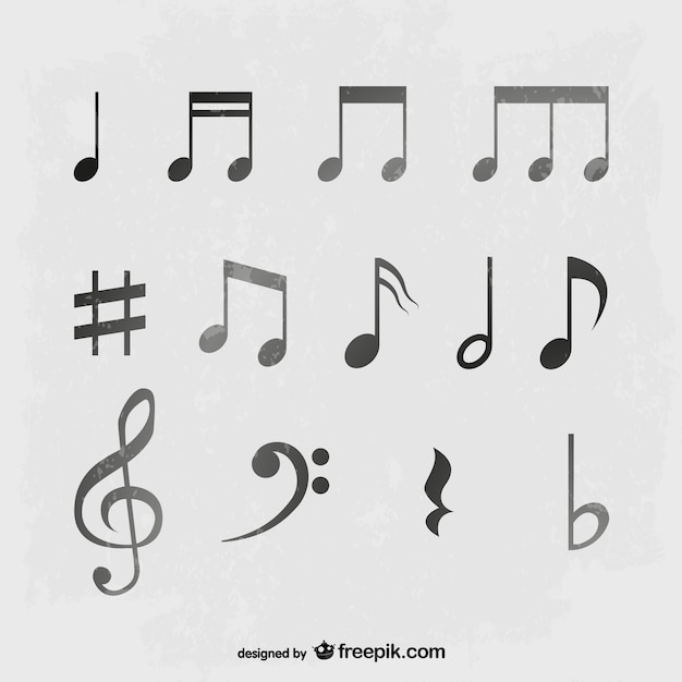 Free vector music notes in gray tones