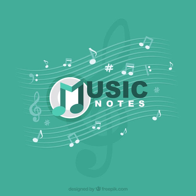 Free vector music notes on green background