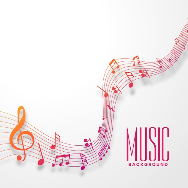 Free vector music notes line wave in colorful style design