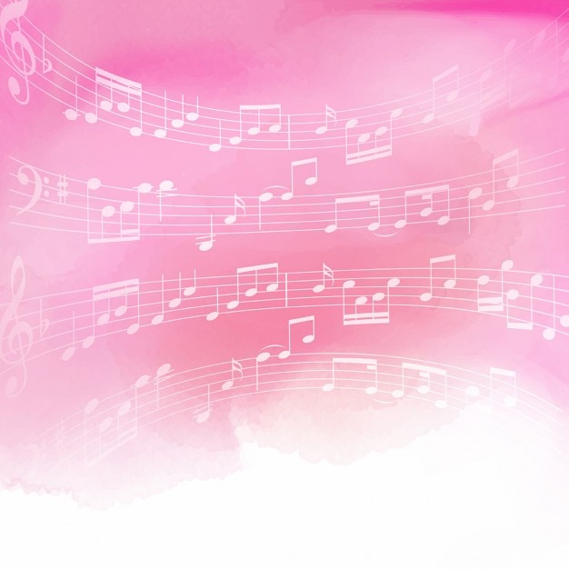 Бесплатное векторное изображение Музыкальные ноты на розовом фоне акварель