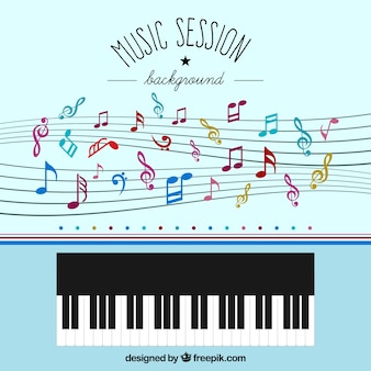 Music notes and piano background