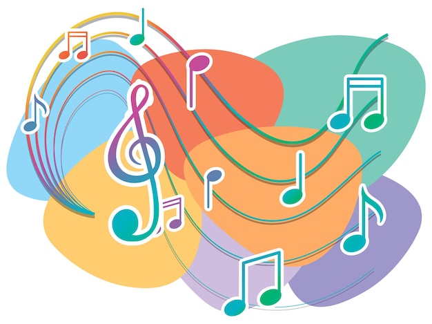 Free vector music notes rainbow colourful on white background