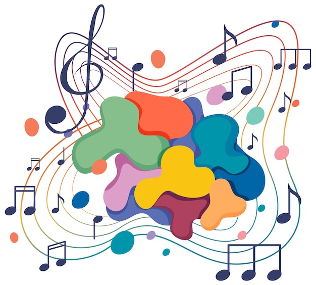 Music notes rainbow colourful on white background