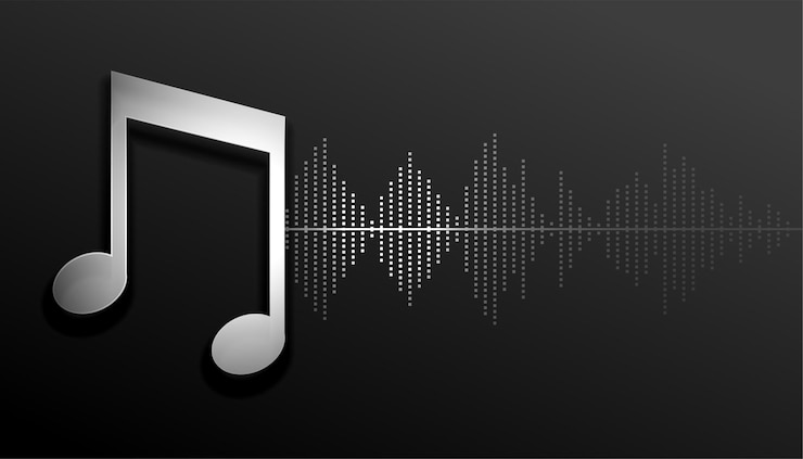 Free Vector music notes with sound wave equalizer frequency background