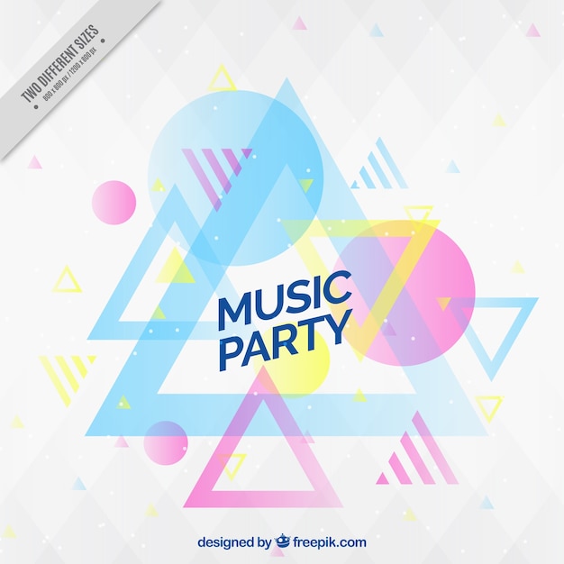 Free vector music party background with geometric shapes