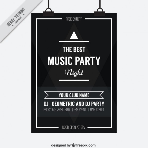 Free vector music party black poster