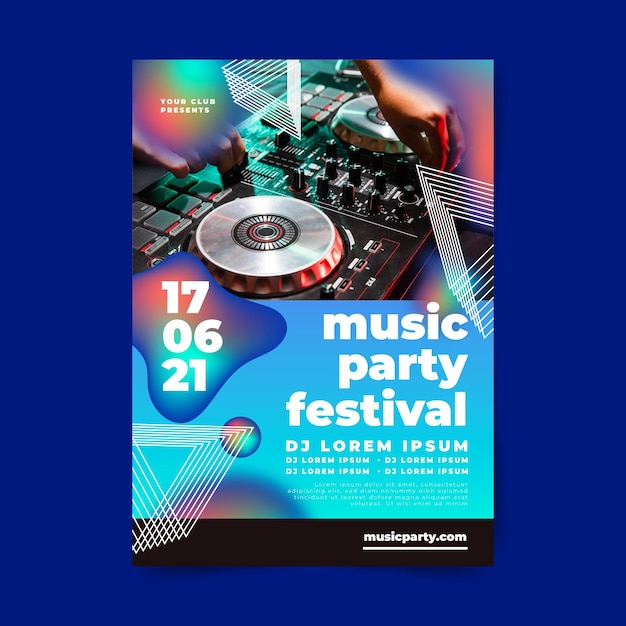 Free vector music party festival poster template