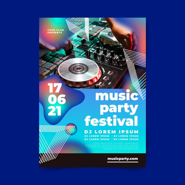 Шаблон плаката фестиваля музыкальной вечеринки