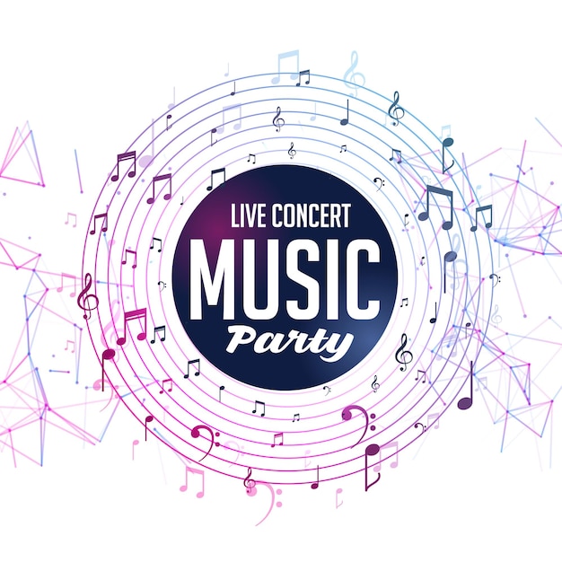 Music party live concert template with notes