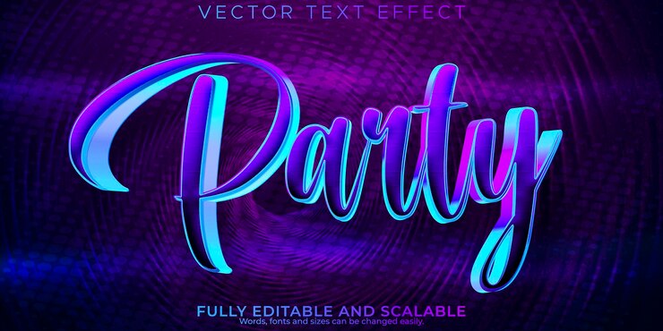 Free Vector music party text effect editable disco club text style